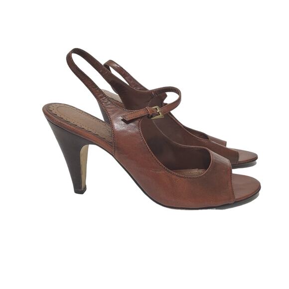 Franco Sarto | Sling Back Peep Toe Leather Heels - Picture 1 of 11